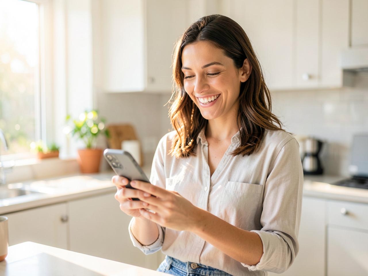 Customer checking a personal loan application on her phone